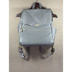 Freshly Picked Classic Diaper‎ Bag Stone Gray Vegan Leather Backpack with Pad